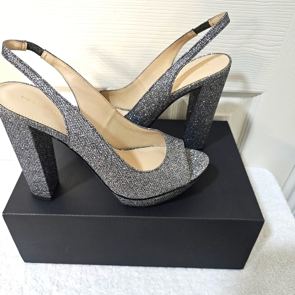 NWT Pelle Moda Palma Slingback Sandal w 4" 3/4 heel & 1" platform. 9M Pewter - Picture 1 of 8